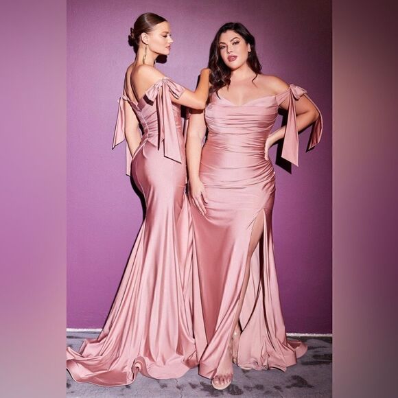 Cinderella Divine CD943 Off Shoulder Formal Prom Long Dress Mauve Size 4 - Picture 1 of 6